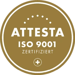 ISO 9001 zertifiziert (Attesta) ISO 9001 zertifiziert (Attesta)